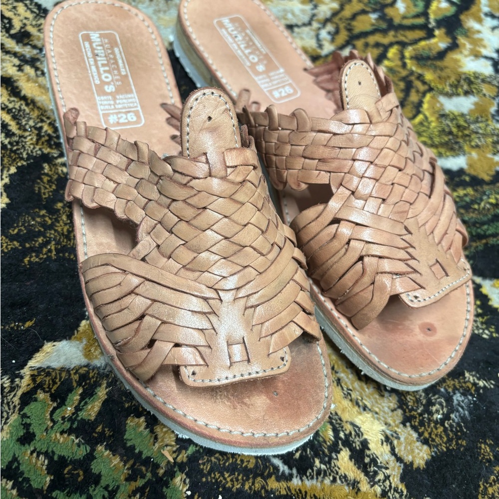 Neutral genuine leather Huarache sandals 8